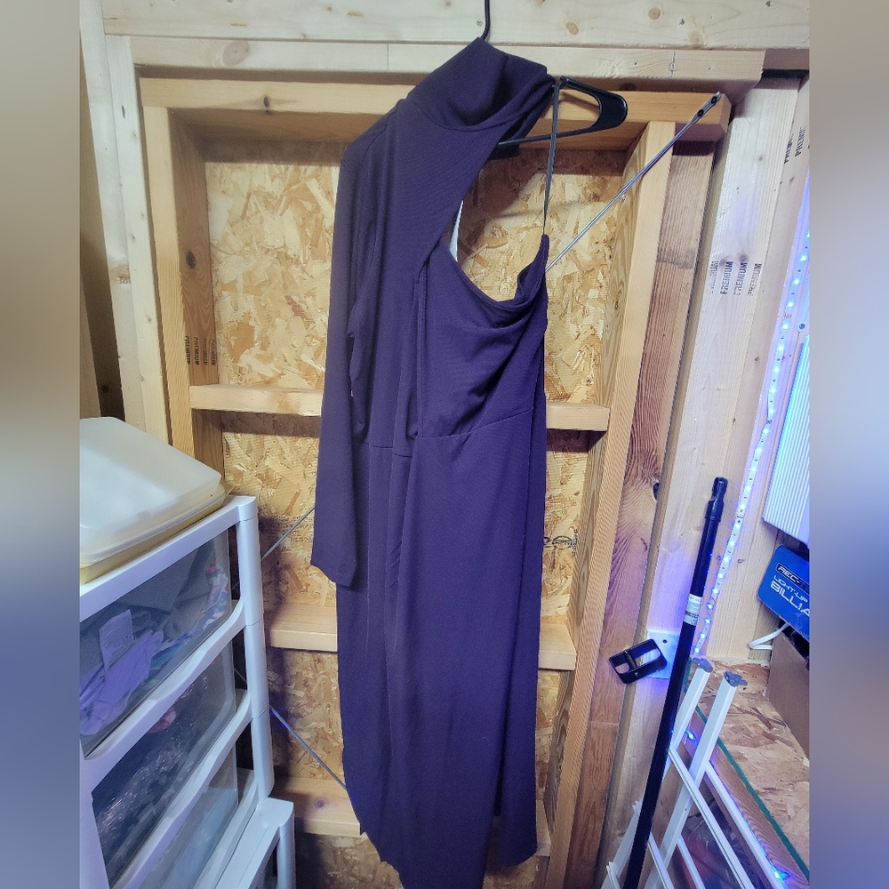 Eloquii‎ NEW NWT Womans 1 Sleeve Mockneck Purple Dress Size 22/24 - Picture 2 of 10
